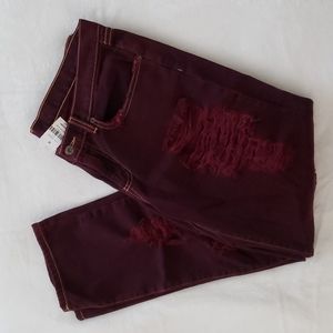 Carmar distressed dillon lace burgundy jeans low